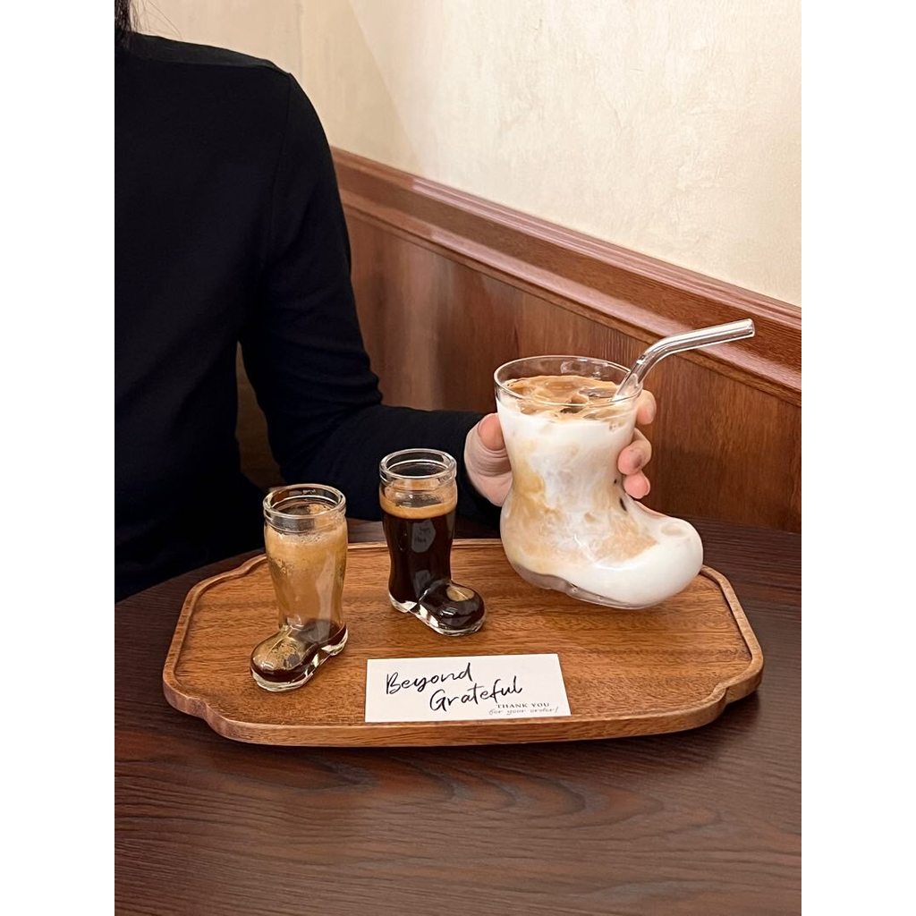 Ins estilo influenciador botas criativas de vidro transparente único suco bebida caneca de cerveja na moda café bebida f