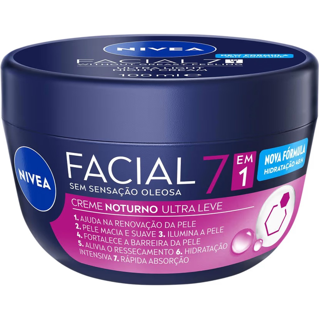 Nivea Facial 7 Em 1 Creme Noturno Ultra Leve 100g