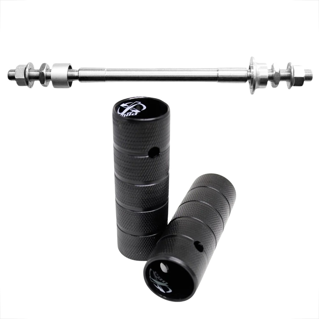 Kit Eixo Traseiro Apoio Pé Bike Grau BMX Wheeling Rosca 3/8 Cubo K7 Aço Alta Resistência Manobras