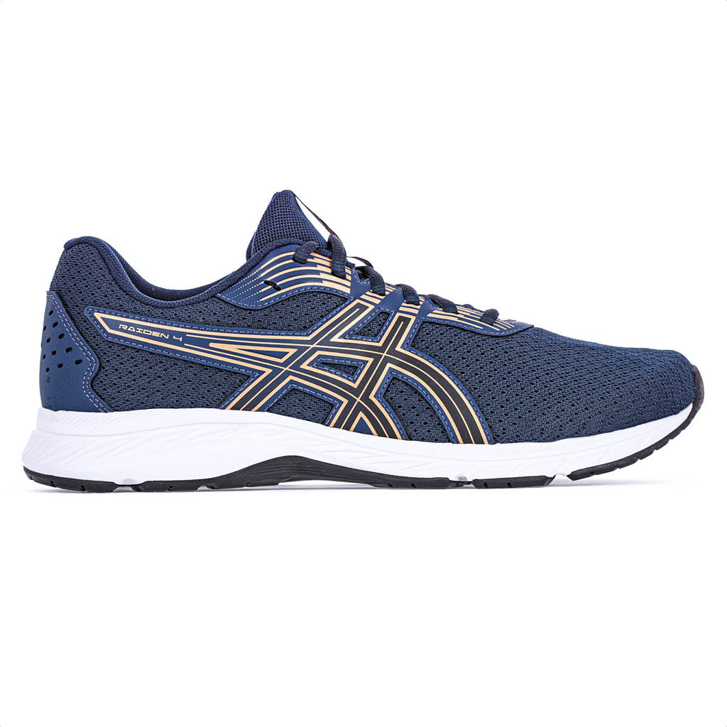 Tênis Asics Raiden 4 French Azul Marinho Dourado e Branco - Masculino
