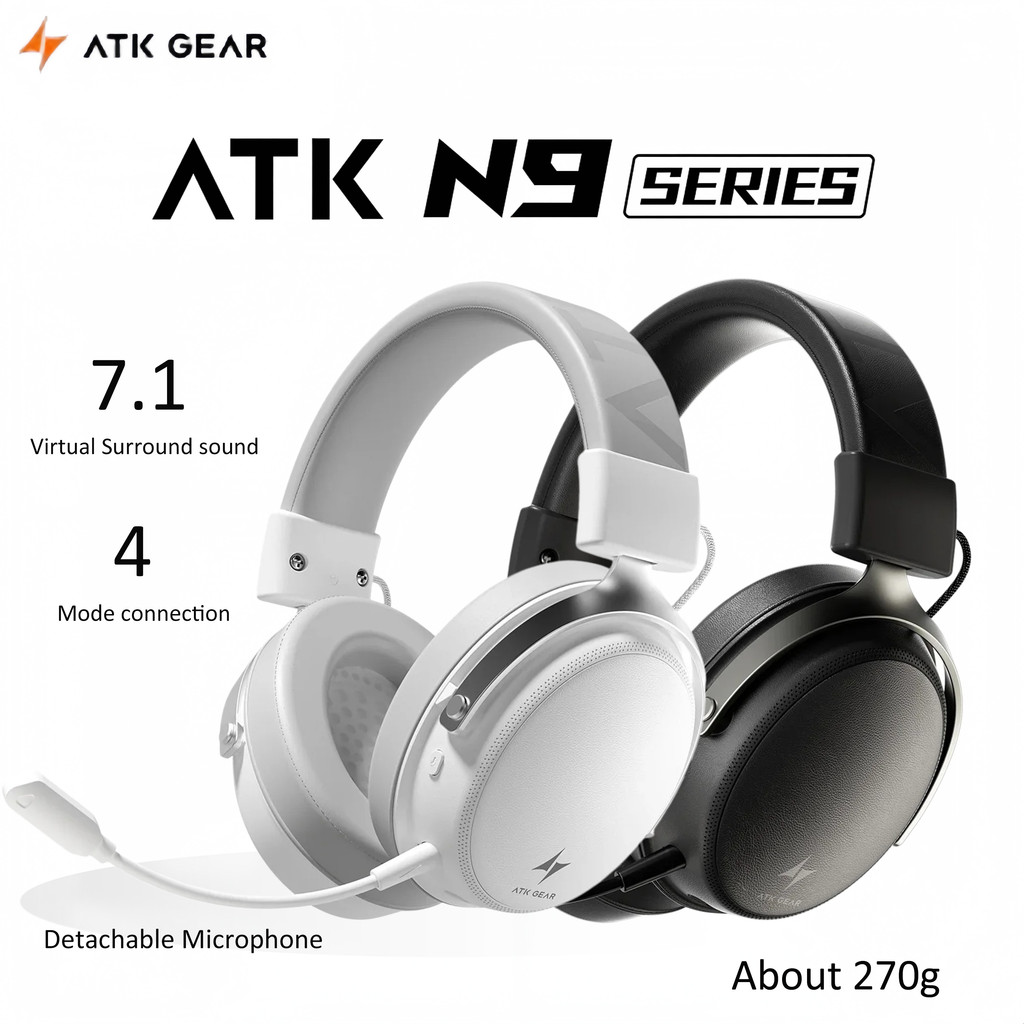 ATK N9 Pro Ultra Fone De Ouvido Sem Fio Com Microfone 7.1 Som Quatro Modo E-sports Leve Baixa Latência Redução Ruído Pre