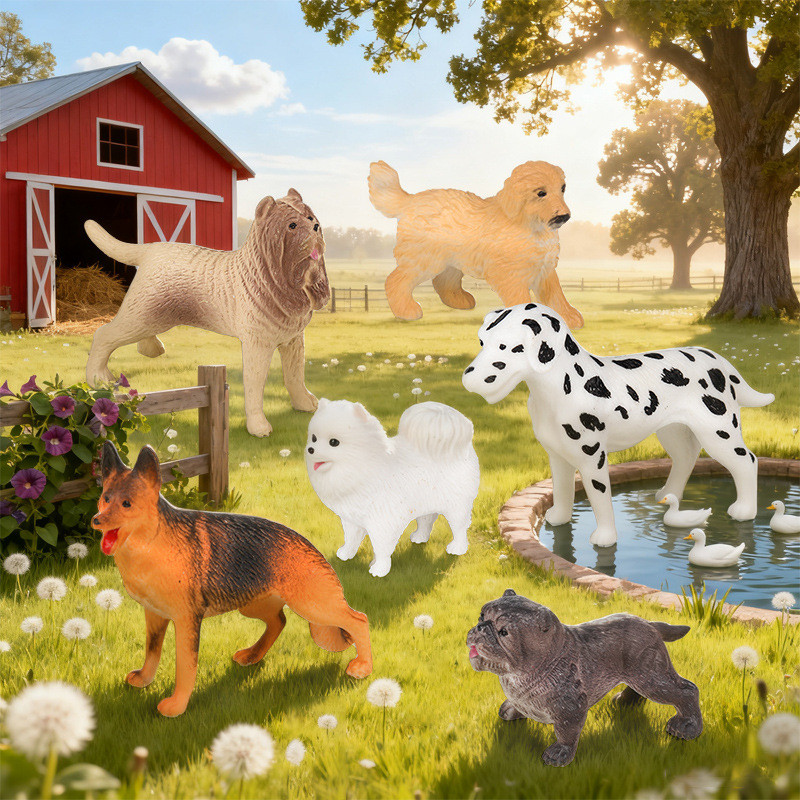 Crianças modelo Animal sólido brinquedo simulação cão manchado pastor alemão Samoyed Bulldog Shiba Inu conjunto