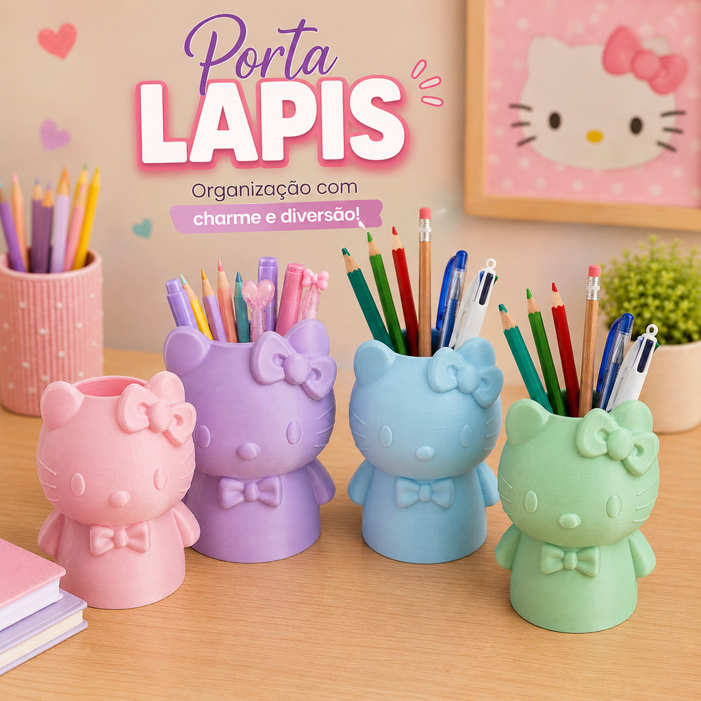 Porta Canetas Lapis Pincel HELLO KITTY Porta Trecos Organizador de Mesa kawaii Presente