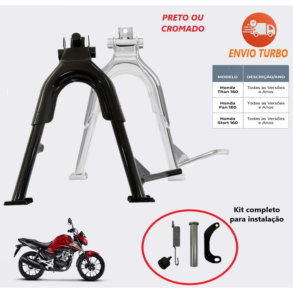Kit Cavalete Central Apoio Manutenção Titan Fan 160 Completo Mola Pino Mod Original Honda Reforçado