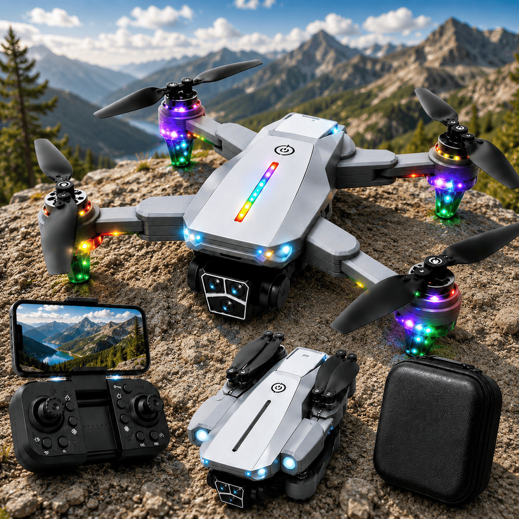 Drone Profissional S108 Câmera 4K Ultra HD Controle Com Tela LCD Integrada Drone De Luxo Estabilizado 1 Bateria