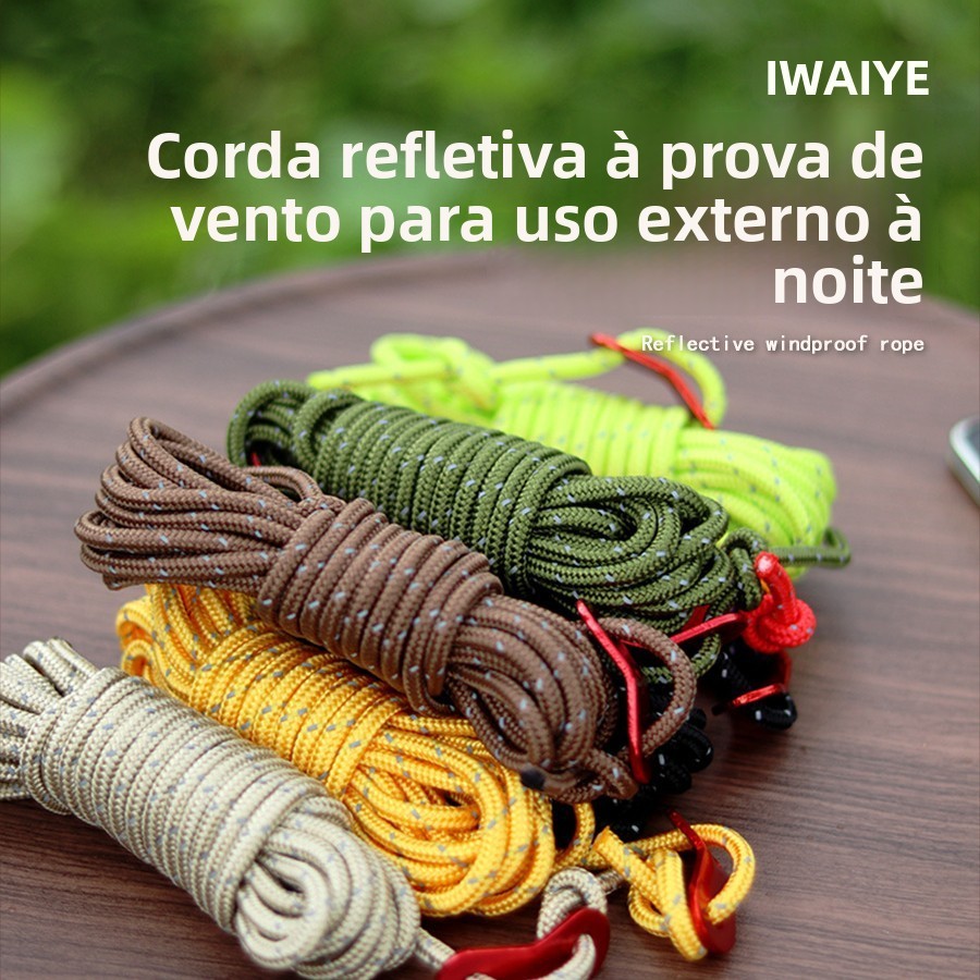 4MM corda de vento ao ar livre dossel à prova de vento corda suporte haste fixa desenhar corda 4m tenda reflexiva acampa