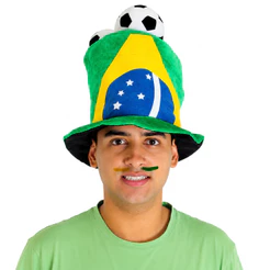Chapéu Brasil Cartola Com 3 Bolas De Futebol Acessório Para Copa
