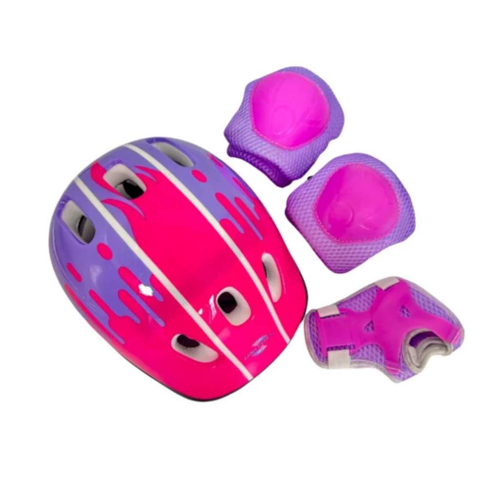 Kit Proteção Menina Patins Skate Bicicleta Patinete Rosa e Lilás Unitoys - 3743