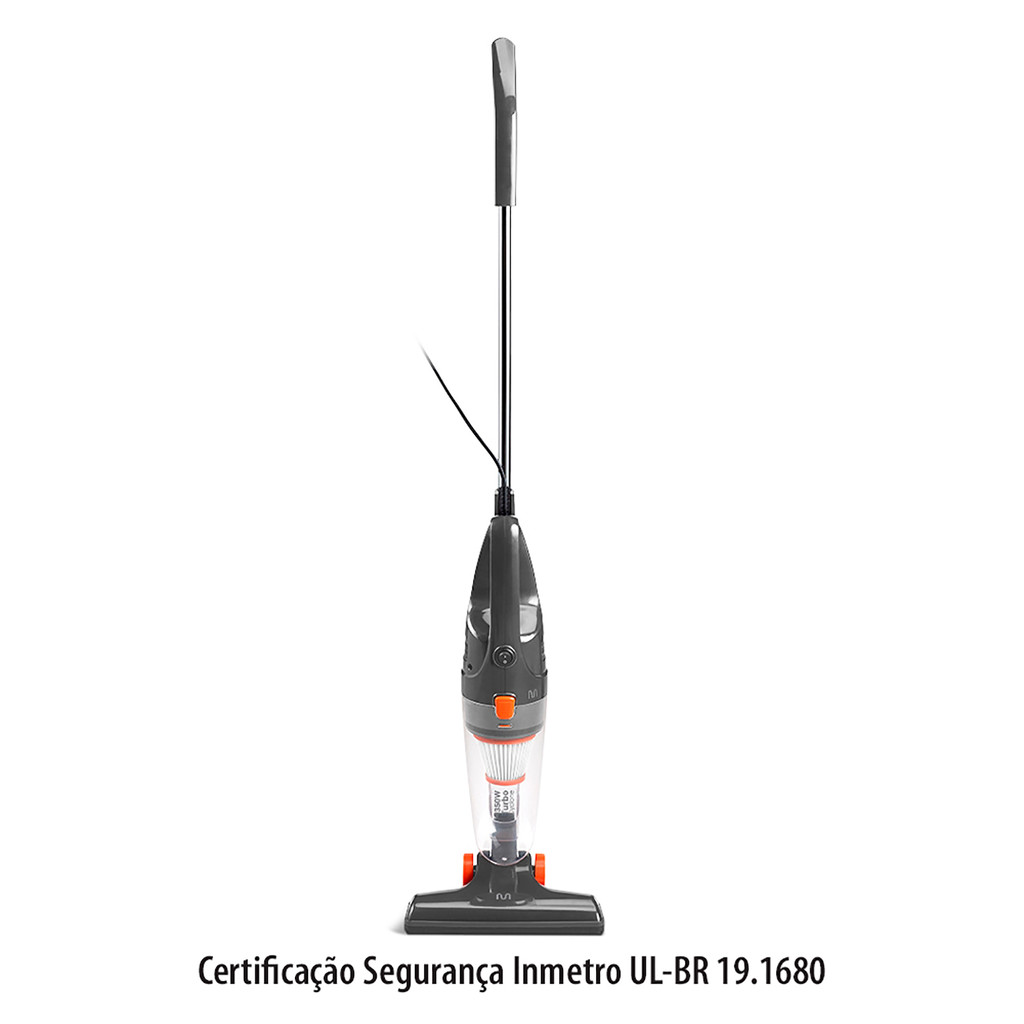 Aspirador Pó Vertical 2 Em 1 Turbo 1350W 1,3L Cyclone Cinza
