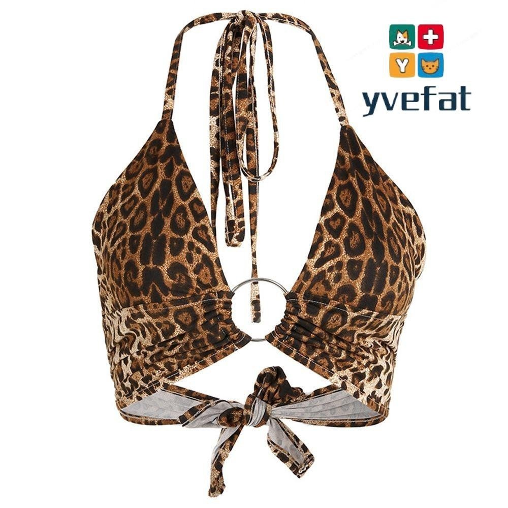 YVEFAT Colete Feminino Com Estampa De Leopardo E Costas Nuas