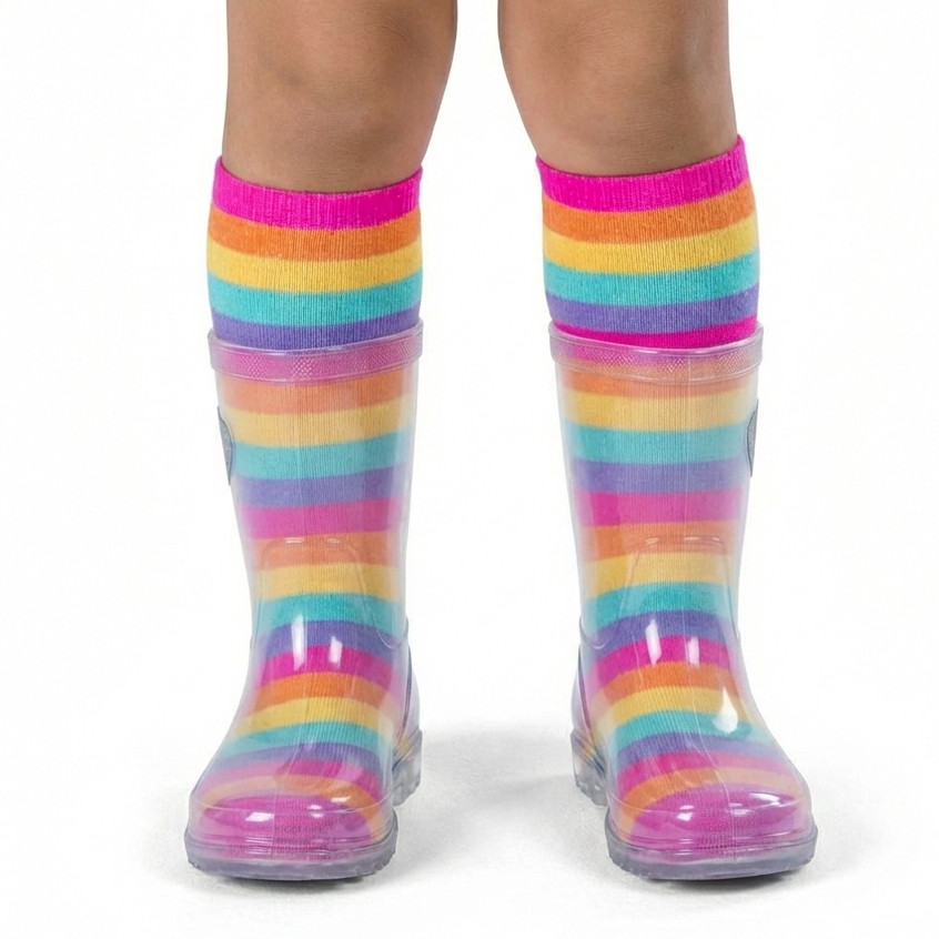 Meia Infantil Menina Galochita 3/4 Algodão Cano Longo Colorida Listrada Estampada Feminina em Oferta na Shopee