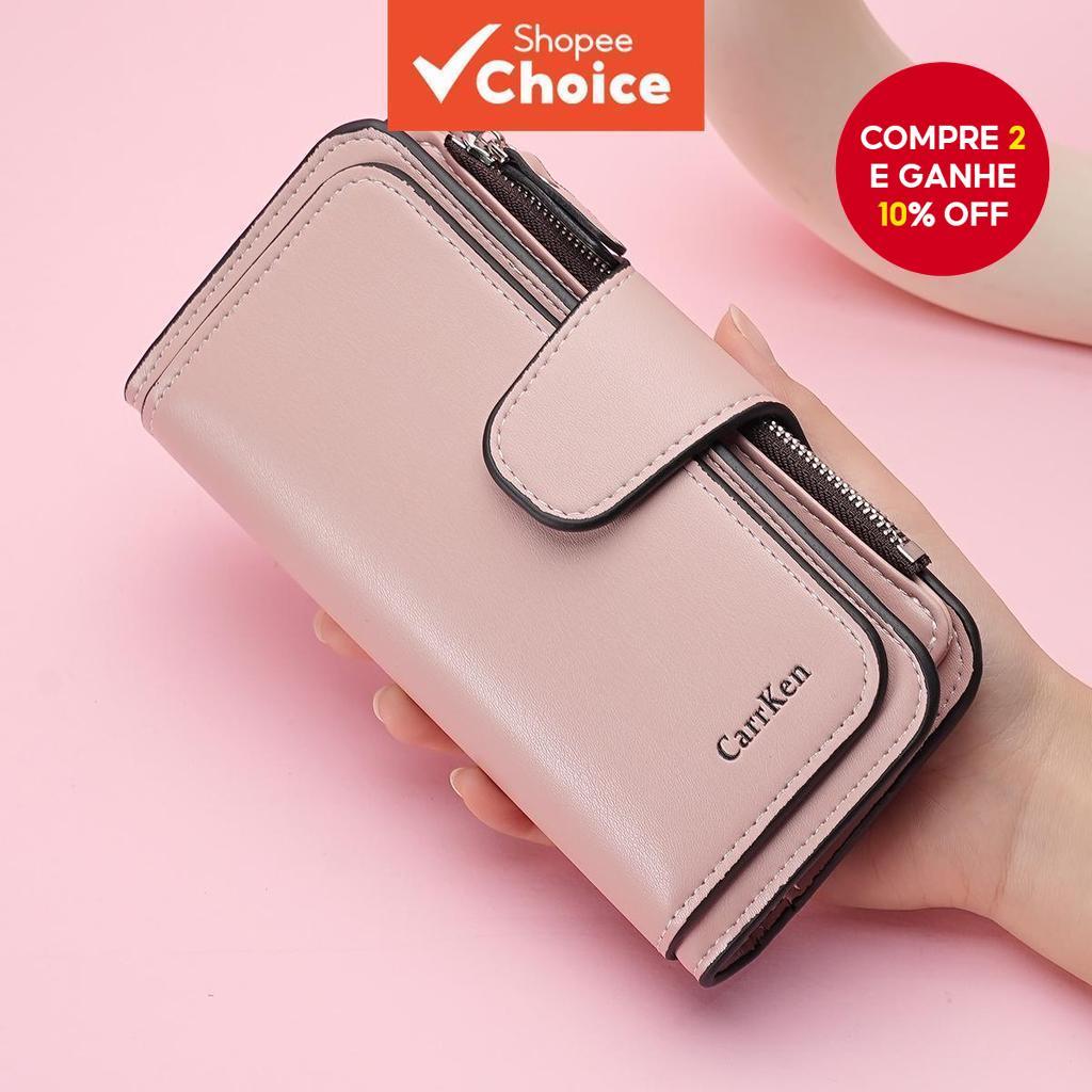 70% de Desconto em Carteira de Senhora Moda Feminina com Grande Capacidade e Multi-Card Slot