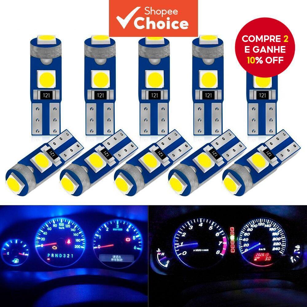10 peças T5 W3W, W1, 2W, 3030 lâmpada LED para painel de carro, lâmpada LED, luz de painel de carro. em Oferta na Shopee