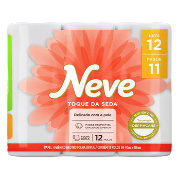 Papel Higiênico Toque Seda Neve Folha Dupla 12unid 30m em Oferta na Shopee
