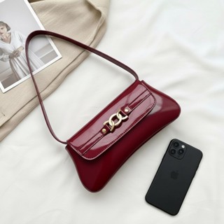 Bolsa Feminina de Ombro Verniz Vinho Baguete Estilosa Casual Para o dia a dia em Oferta na Shopee