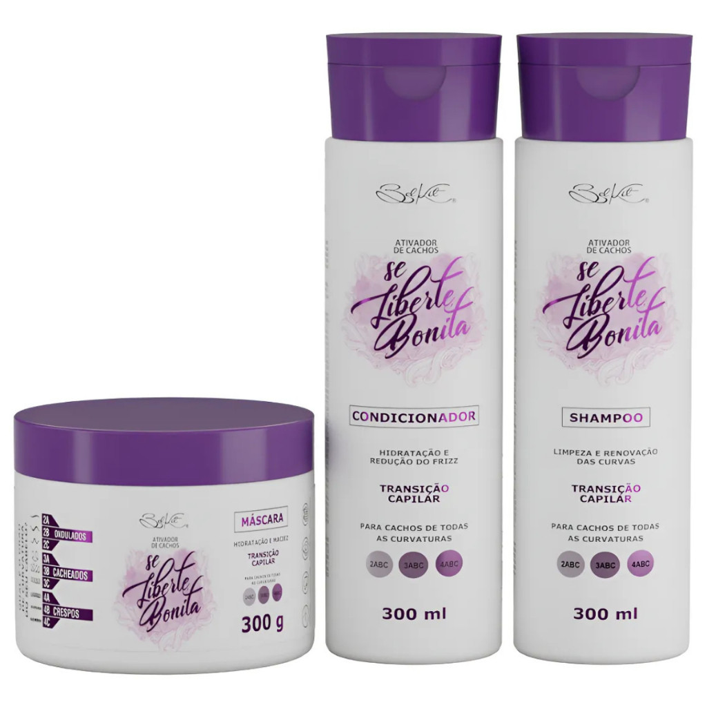 Kit Tratamento Capilar Cachos Esplendorosos Se Liberte Bonita Ativador de Cachos Belkit