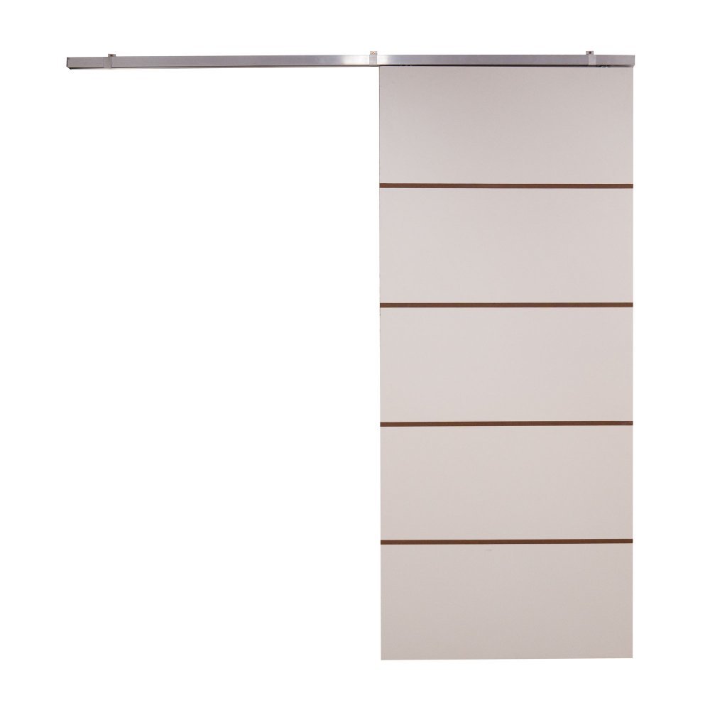 Porta de Correr Branco Prime Frisada Kit Alumínio F03 - 210x100