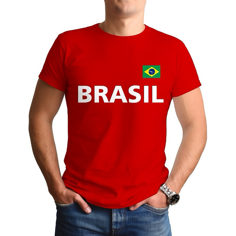 Camiseta  Unissex Brasil algodão só frente em Oferta na Shopee