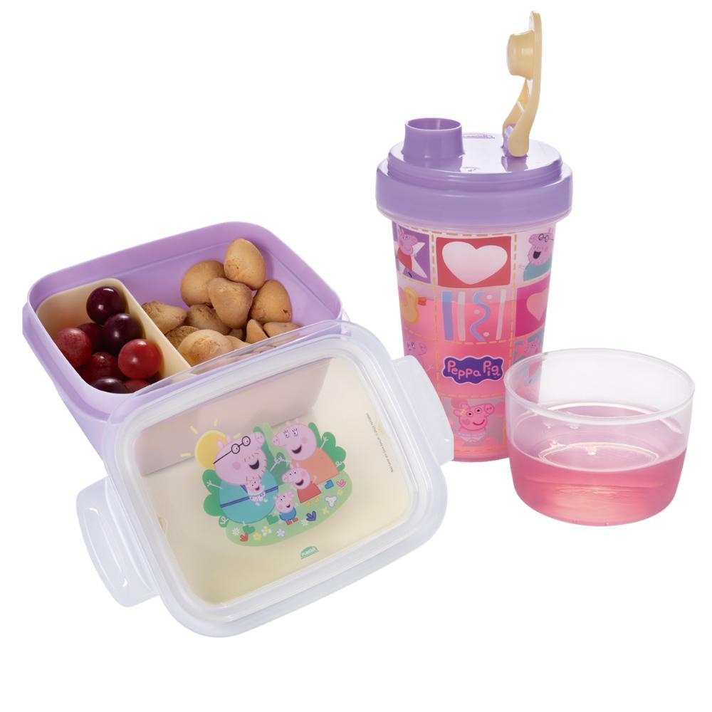 Kit Lancheira Peppa Volta à Aulas 2 Peças 1 Pote Marmita 1 Garrafa Mini Shakeira Plasútil em Oferta na Shopee