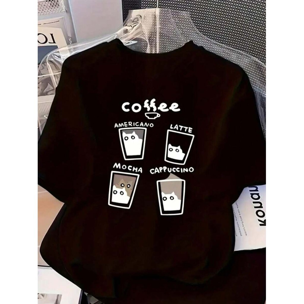 Tshirt Feminina Coffe Estilosa Estampada Lançamento Camiseta 100% Algodão Camisetão Camisa Oversized Plus Size
