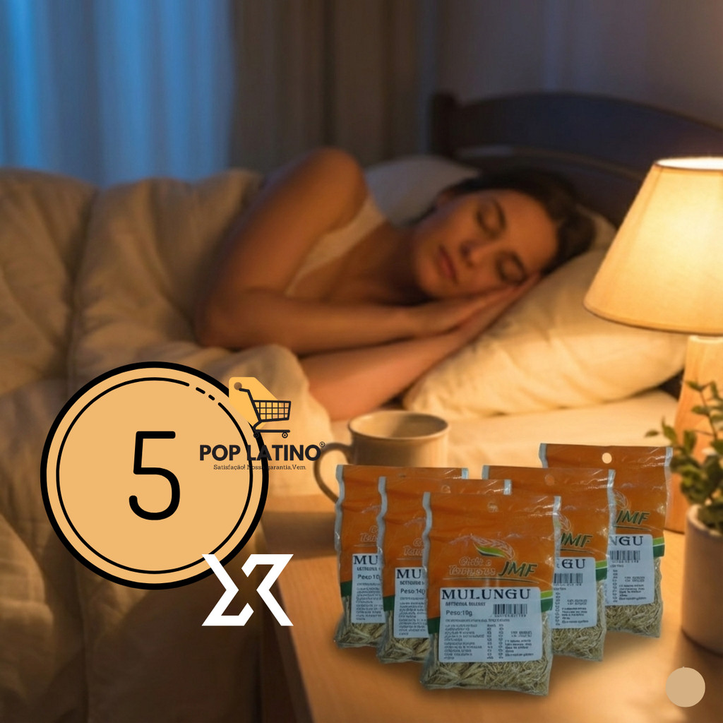 Imagem Leve 5x Chá de Mulungu Calmante Natural para Dormir Insônia Nervosismo Ansiedade Pânico Paranóia Toc Transtorno TDAH
