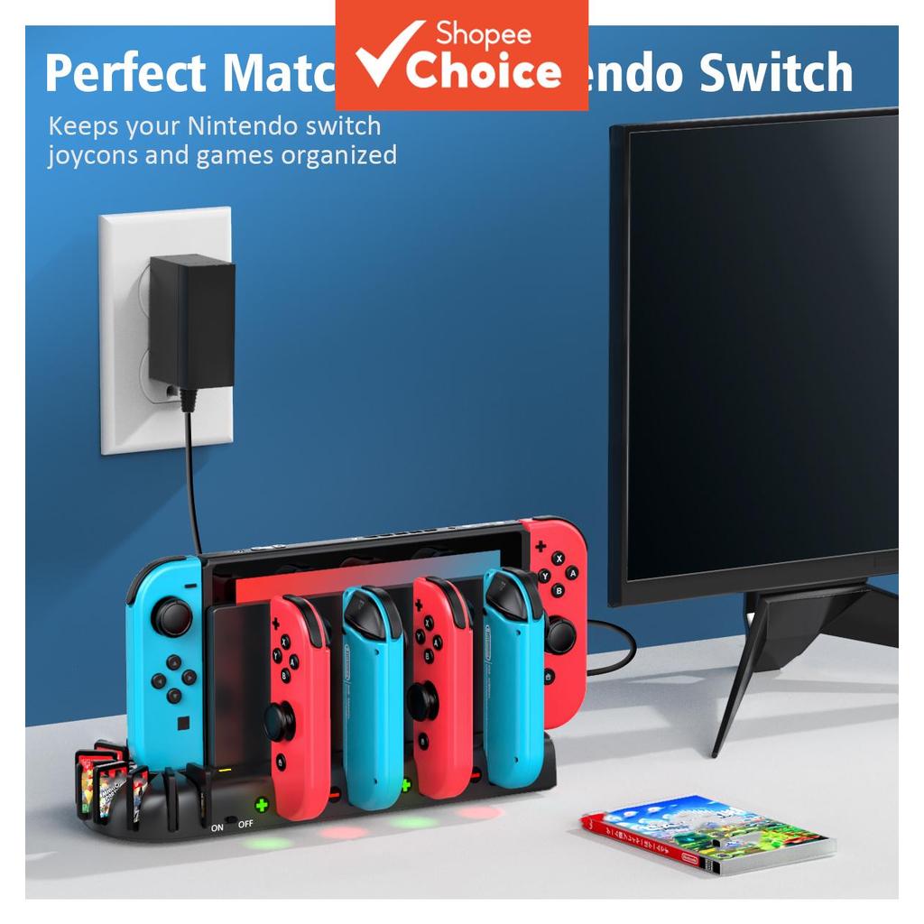 Estação de Carregamento para Controle JOYCON de Switch para Nintendo Switch/Modelo OLED, Estação de Carregamento para