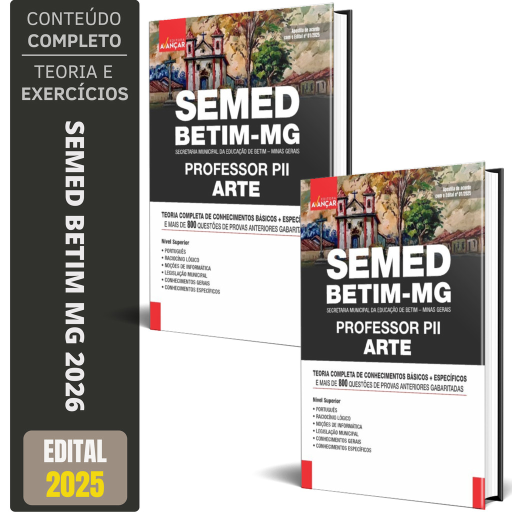 Apostila SEMED Betim Mg 2026 - Professor P2 - Artes