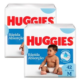 Kit 2 Fralda Huggies Rápida Absorção Tamanho M Pacote Mega 42 Unidades Descartáveis em Oferta na Shopee