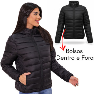 Jaqueta Puffer Feminina Bobojaco Casaco Gominho Nylon Impermeável Quentinha