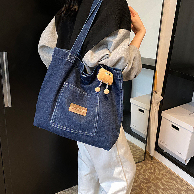 Bolsa jeans novo estilo, bolsa de ombro de lona, bolsa moderna nas axilas de grande capacidade