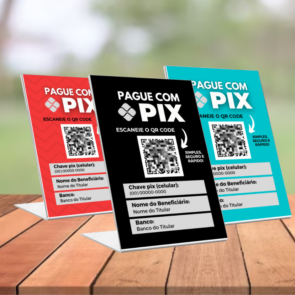 QR Code - Placa Pix Display PVC simples para pagamentos personalizado
