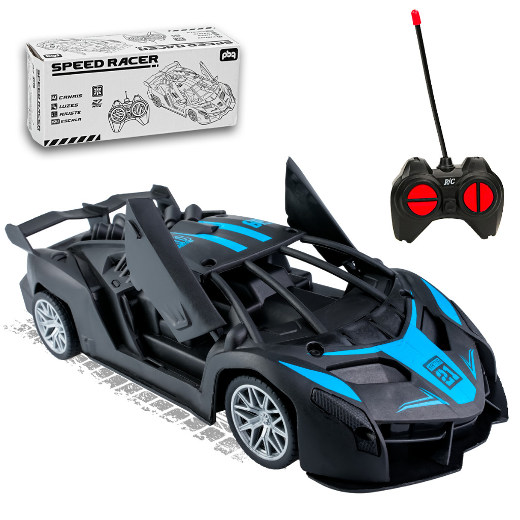 2026 Carrinho Controle Remoto Esportivo Portas Móveis Pneu Borracha 4 Canais Corrida Infantil Menino 1:24