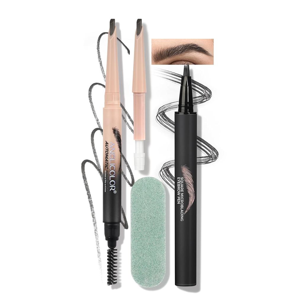 Caneta para Sobrancelhas Anglicolor, Pincel Angulado para Sobrancelhas, Lápis de Sobrancelha para Microblading para Mulh