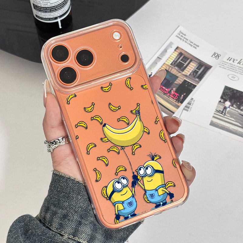 Capinha transparente para iPhone xr 11 12 pro 13 14 15 16 17 pro max 16e 14 16 plus capa tpu minions bananas