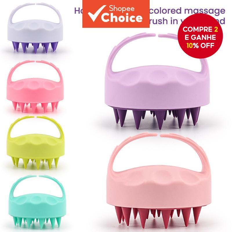 Escova De Massagem Do Couro Cabeludo Silicone Macio Pele-Amigável Shampoo Pente Spa Ferramentas De Cabeleireiro Salão Es em Oferta na Shopee