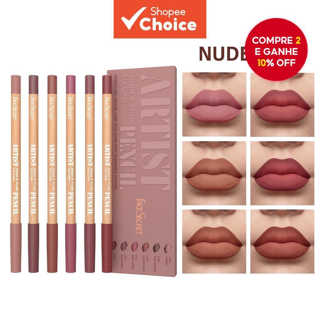 Conjunto de 6 Lápis de Delineador Labial a Veludo Matte | Longa Duração e Não Seca | Perfeito para Delinear e Preencher