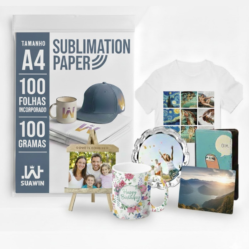 Papel para sublimação A4 - 100 folhas/ SuaWin Transferencia Perfeita em Oferta na Shopee