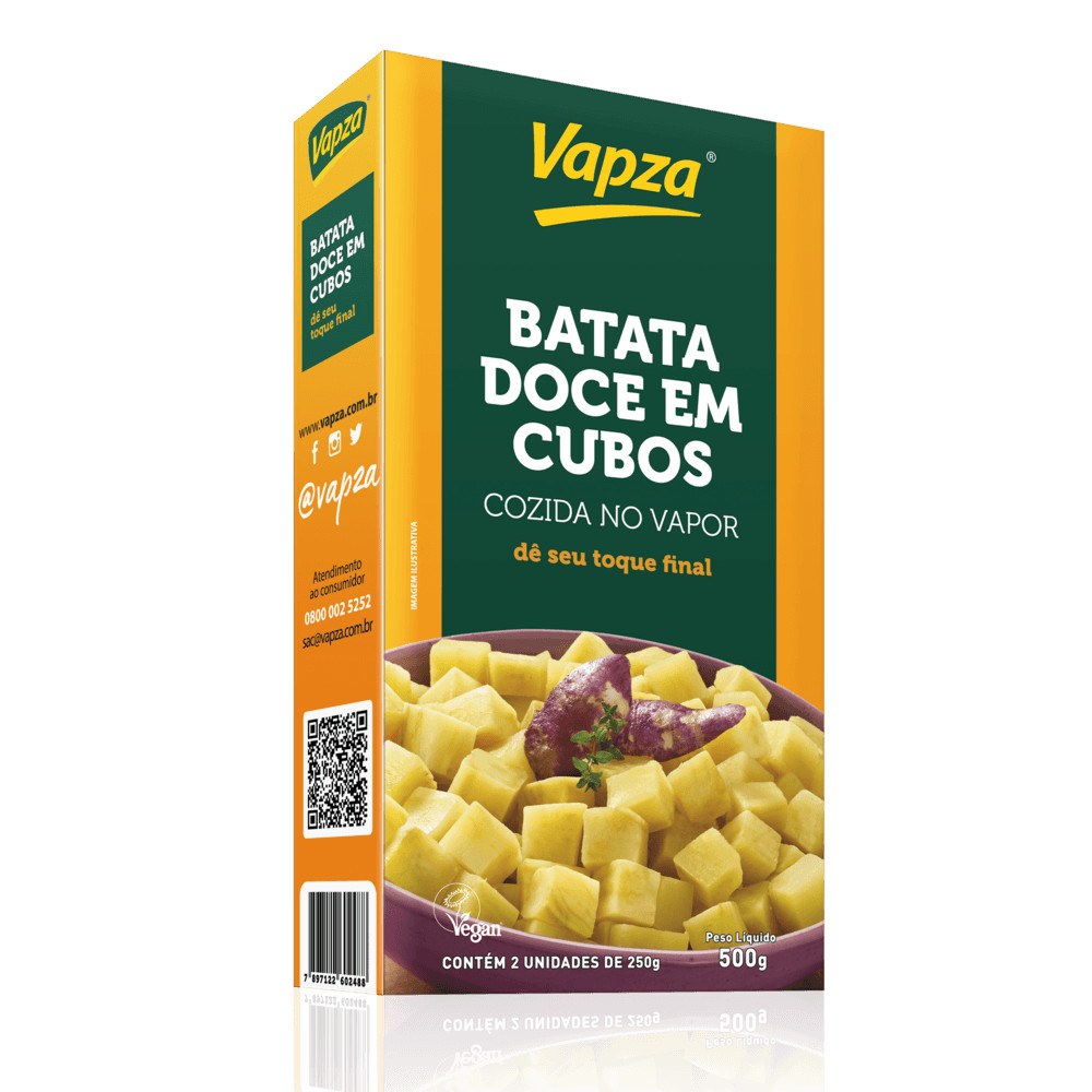 Batata Doce em Cubos Cozida no Vapor 500G Vapza em Oferta na Shopee