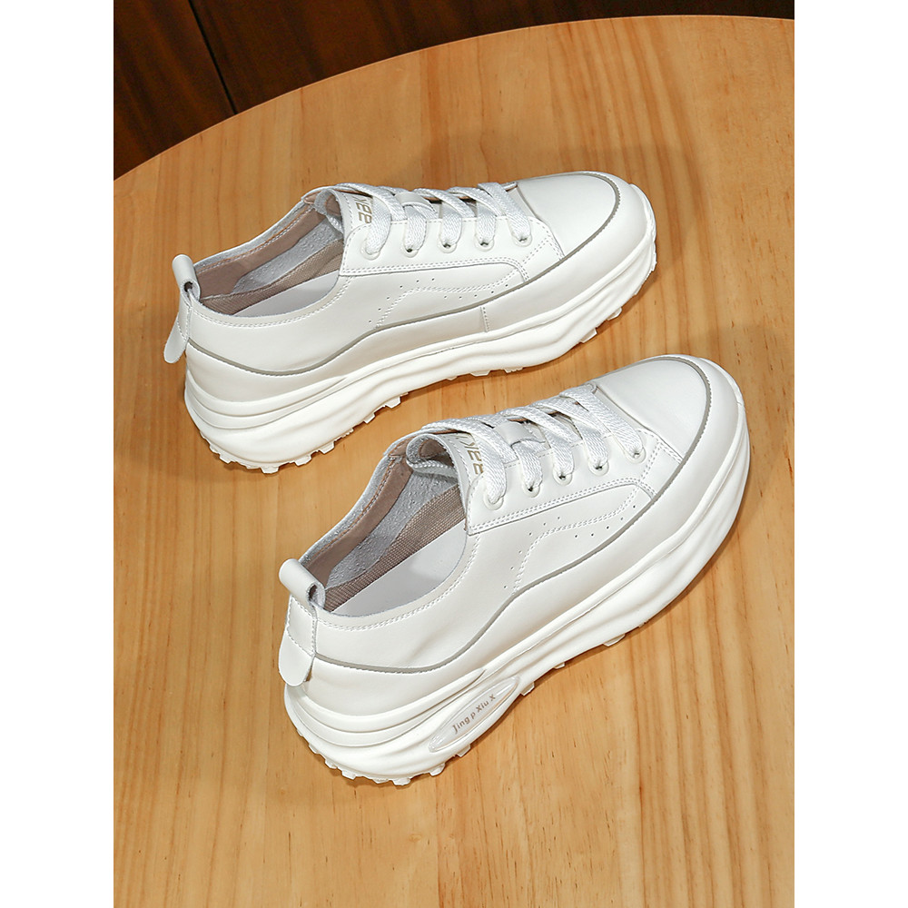 Couro genuíno Forrest Gump sapatos brancos sapatos femininos 2025 novo estilo primavera outono sapatos plataforma sapato