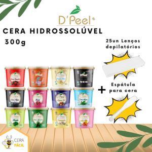 Kit Depilação Cera Dpeel 300g + Espátula para cera + 25 Lenços TNT