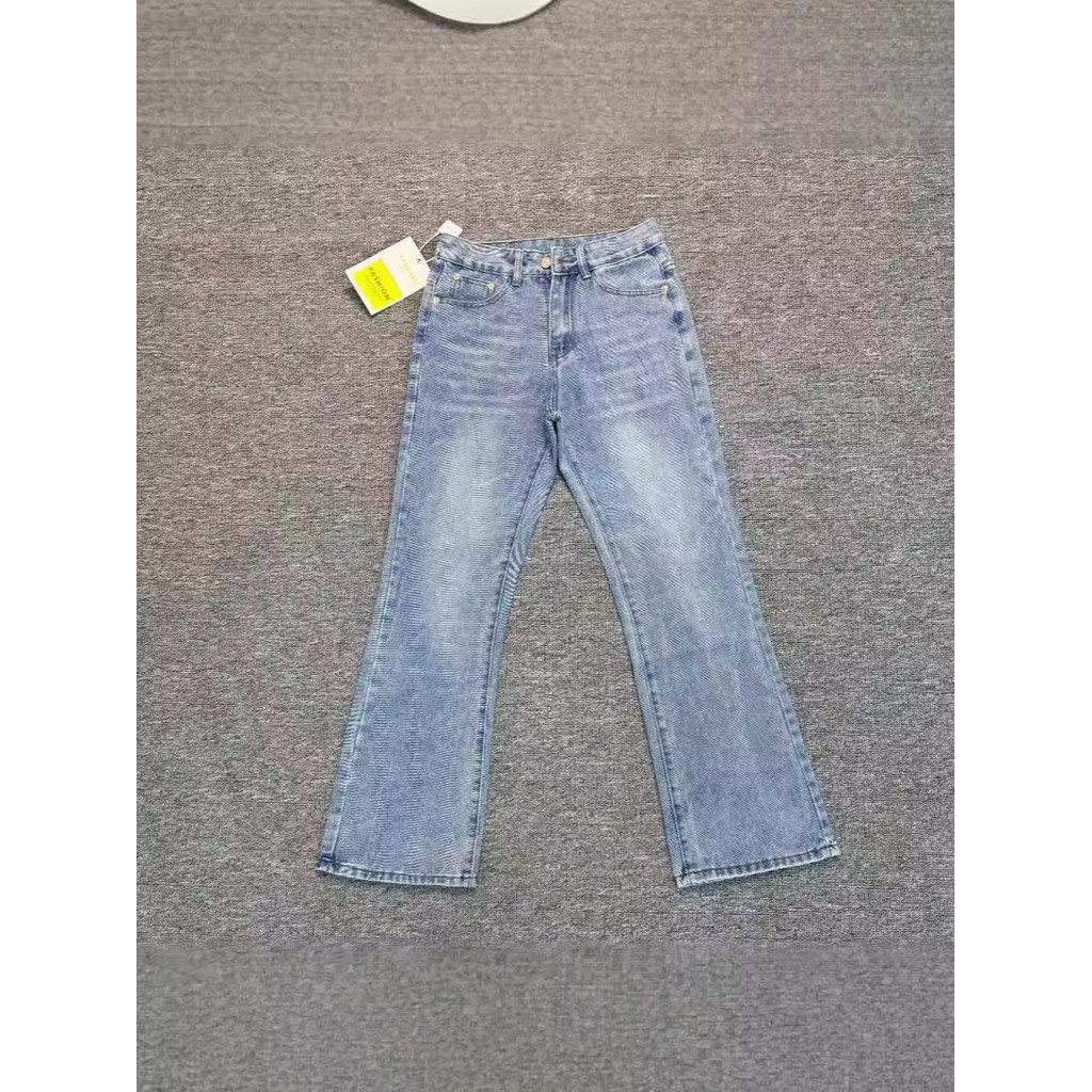 90s gelo azul 501 Jeans masculino Street Wear High-End americano vibe calças perna reta 517 calças Micro-queimadas