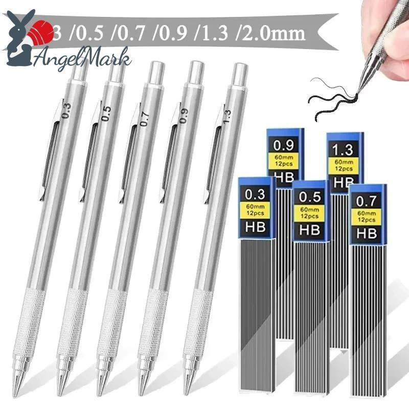 11 Pçs/Set Mecânico Lápis Leva 0.3/0.5/0.7/0.9/1.3/2.0mm Escola Escrita Arte Pintura Ferramentas Metal Papelaria Automát