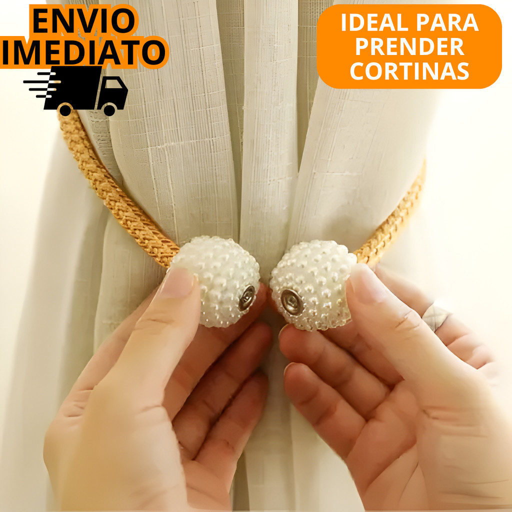 Kit 1/2/4 Prendedor Para Cortina Imã Cinta Resistente Corda Para Cortina Perola Fivela Cores Variadas