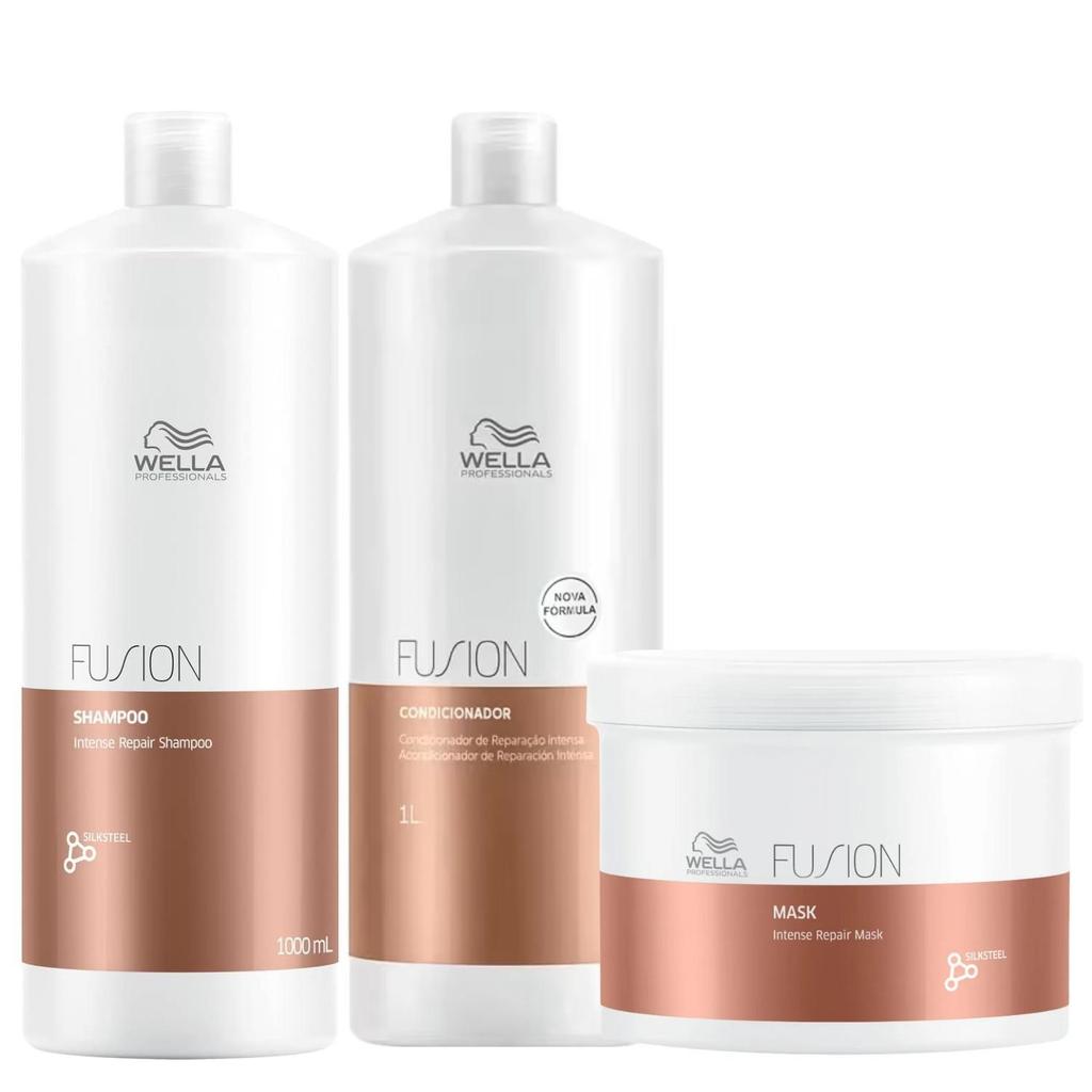 Kit Wella Fusion Repair Shampoo 1L + Cond 1L + Máscara 500g