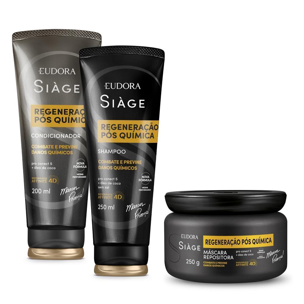 Imagem Eudora Kit Siàge Regeneração Pós Química: Shampoo 250ml + Máscara 250g + Condicionador 200ml