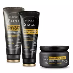 Eudora Kit Siàge Regeneração Pós Química: Shampoo 250ml + Máscara 250g + Condicionador 200ml