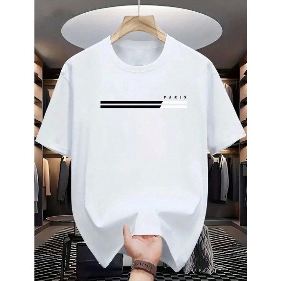 Camiseta Unissex Parisa 2 Faixas Masculina Casual & Esportiva Blusa 100% Algodão Camiseta Premium Lançamento