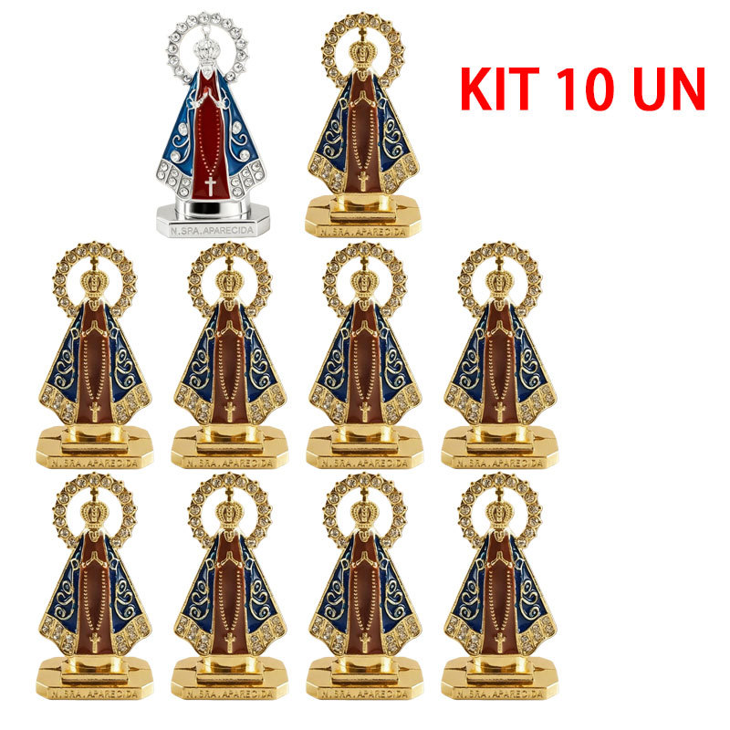 Kit 10 Imagem Nossa Senhora Aparecida Painel De Carro De Luxo Azul-Marinho