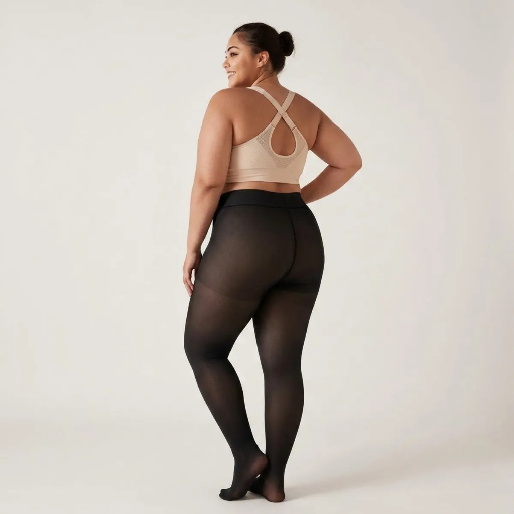 Meia Calça Térmica Pelinhos Plus Size Peluciada Translúcida