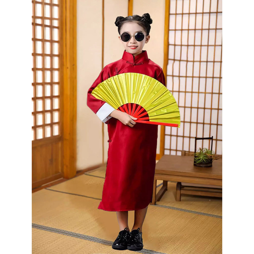 Storyteller ventilador dobrável crianças Tai Chi Kung Fu ventilador dourado alto estilo chinês neve dragão dança desempe